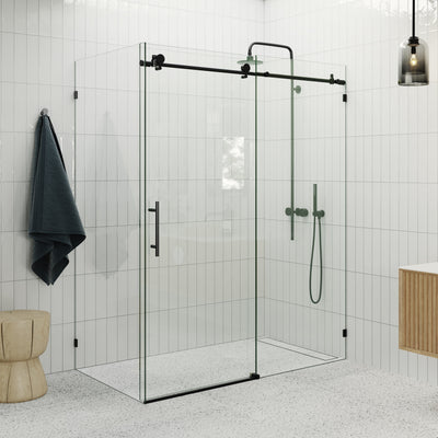 Sliding Corner Shower Screen Enclosure - Matte Black