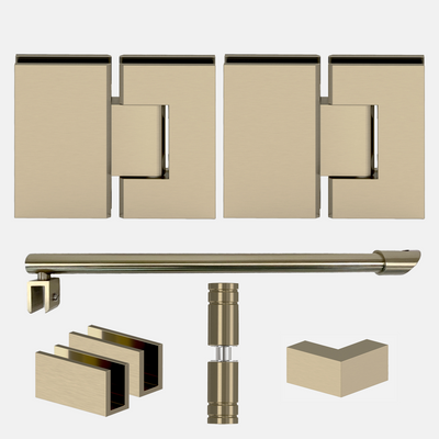 Shower Hardware Kit - Corner Shower - Glass Hinged