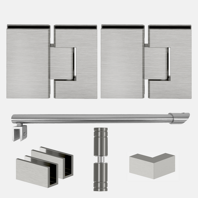 Shower Hardware Kit - Corner Shower - Glass Hinged