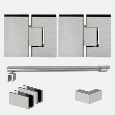 Shower Hardware Kit - Corner Shower - Glass Hinged
