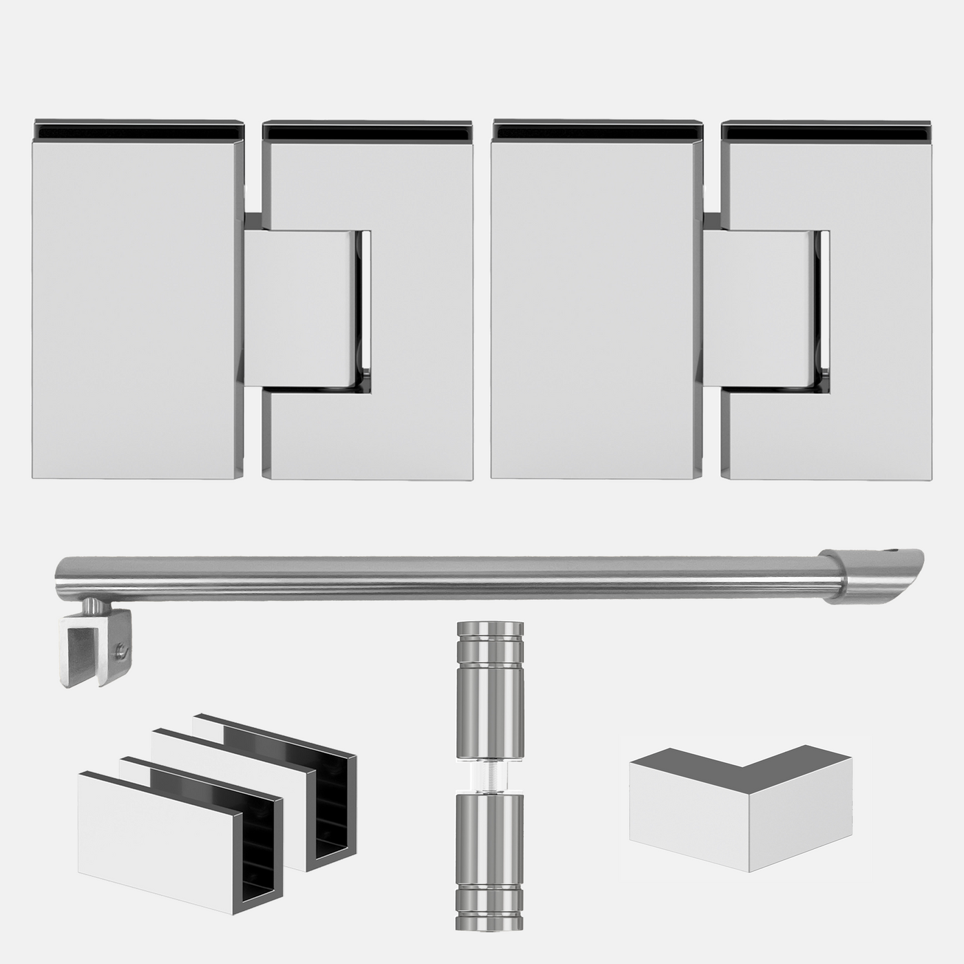 Shower Hardware Kit - Corner Shower - Glass Hinged