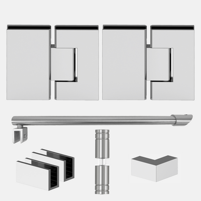 Shower Hardware Kit - Corner Shower - Glass Hinged
