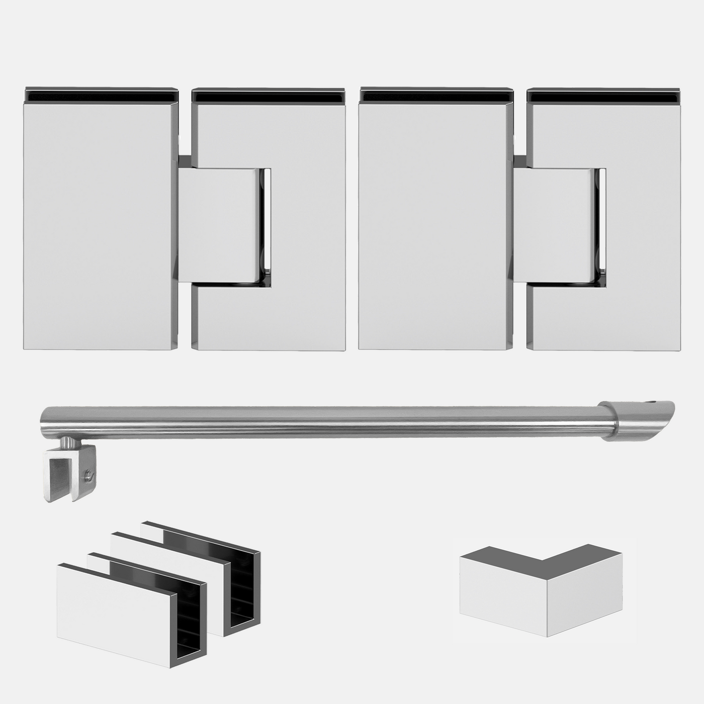 Shower Hardware Kit - Corner Shower - Glass Hinged