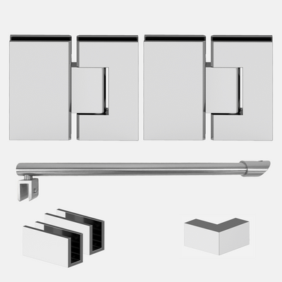 Shower Hardware Kit - Corner Shower - Glass Hinged