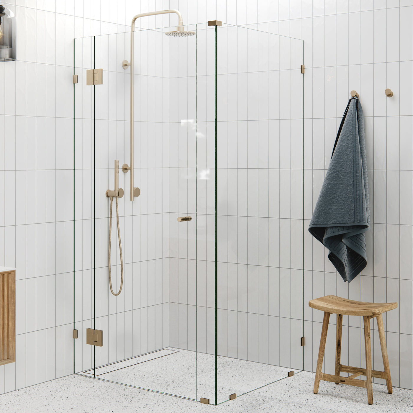 Central Hinged Corner Shower Screen