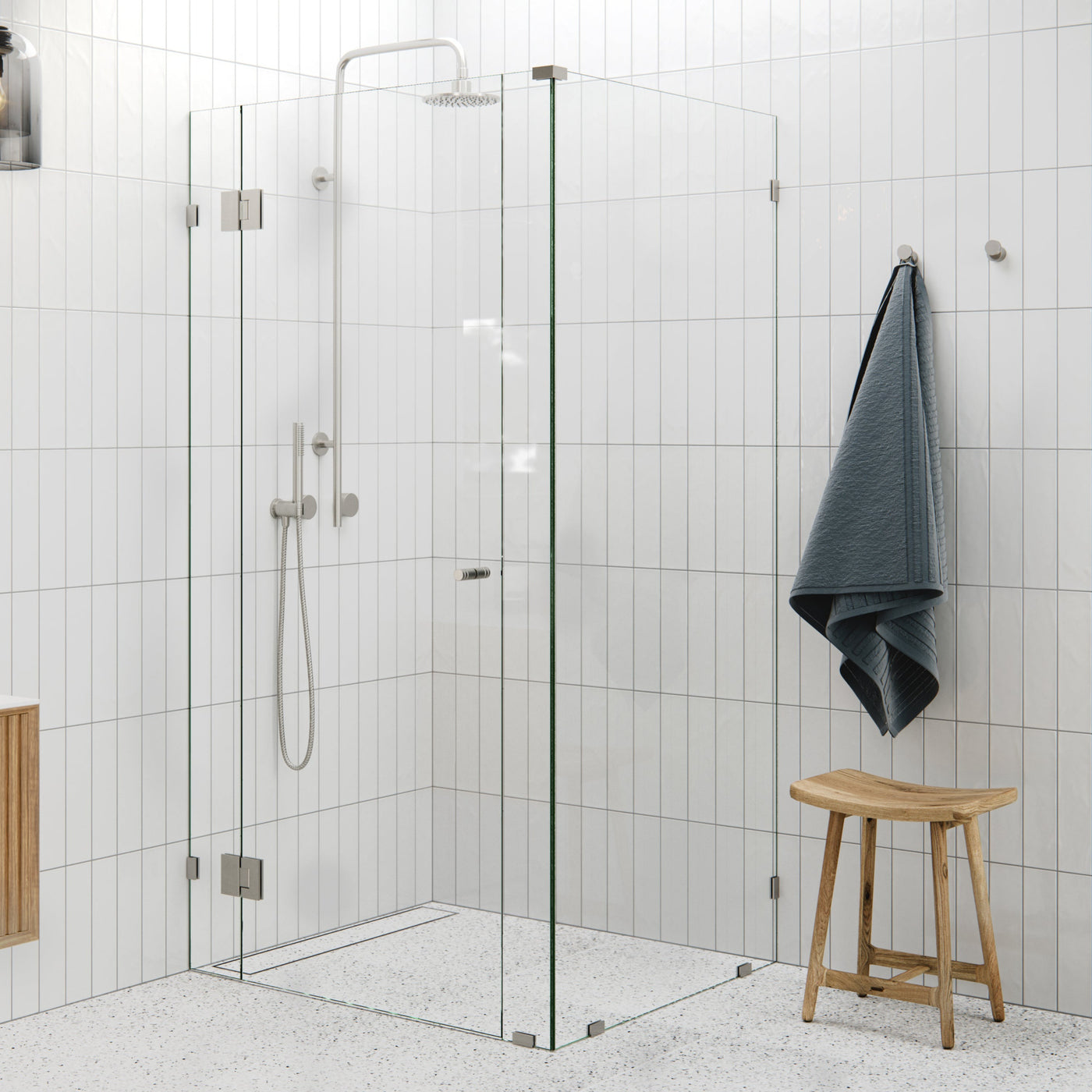 Central Hinged Corner Shower Screen