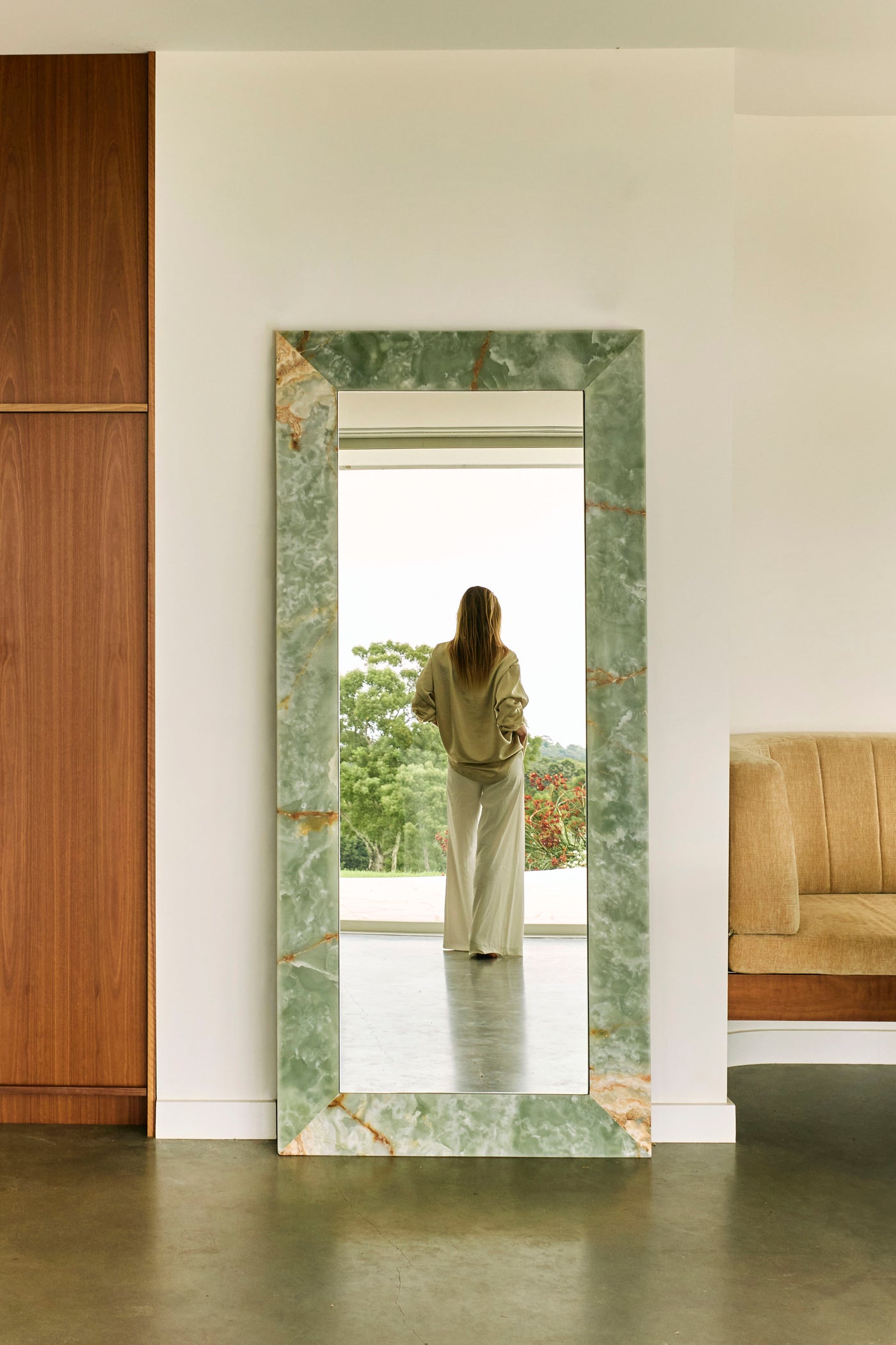 Suna Mirror - Green Onyx