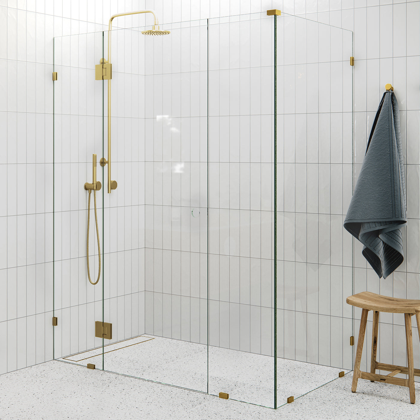 Central Hinged Corner Shower Screen