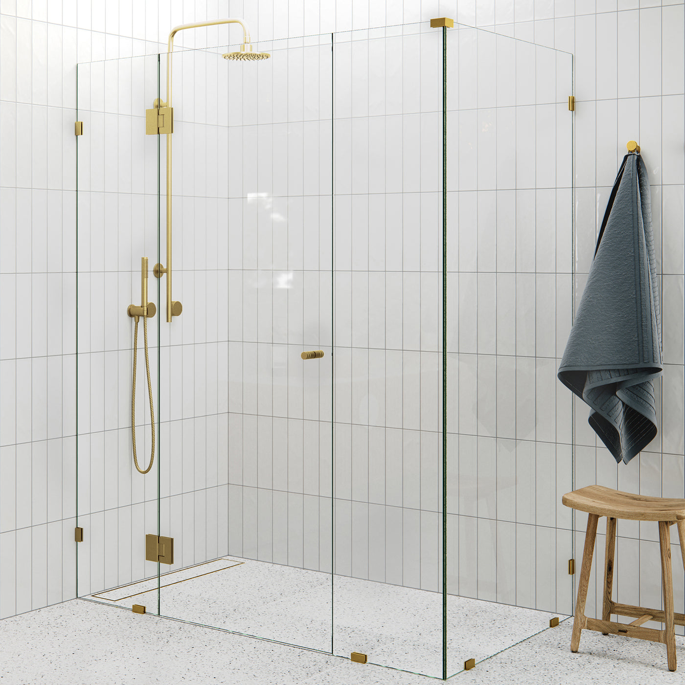 Central Hinged Corner Shower Screen