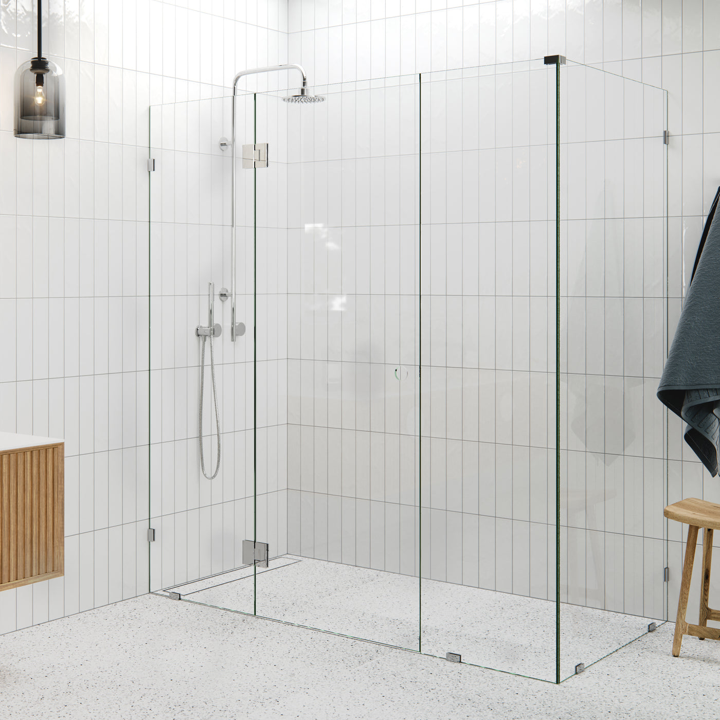 Central Hinged Corner Shower Screen