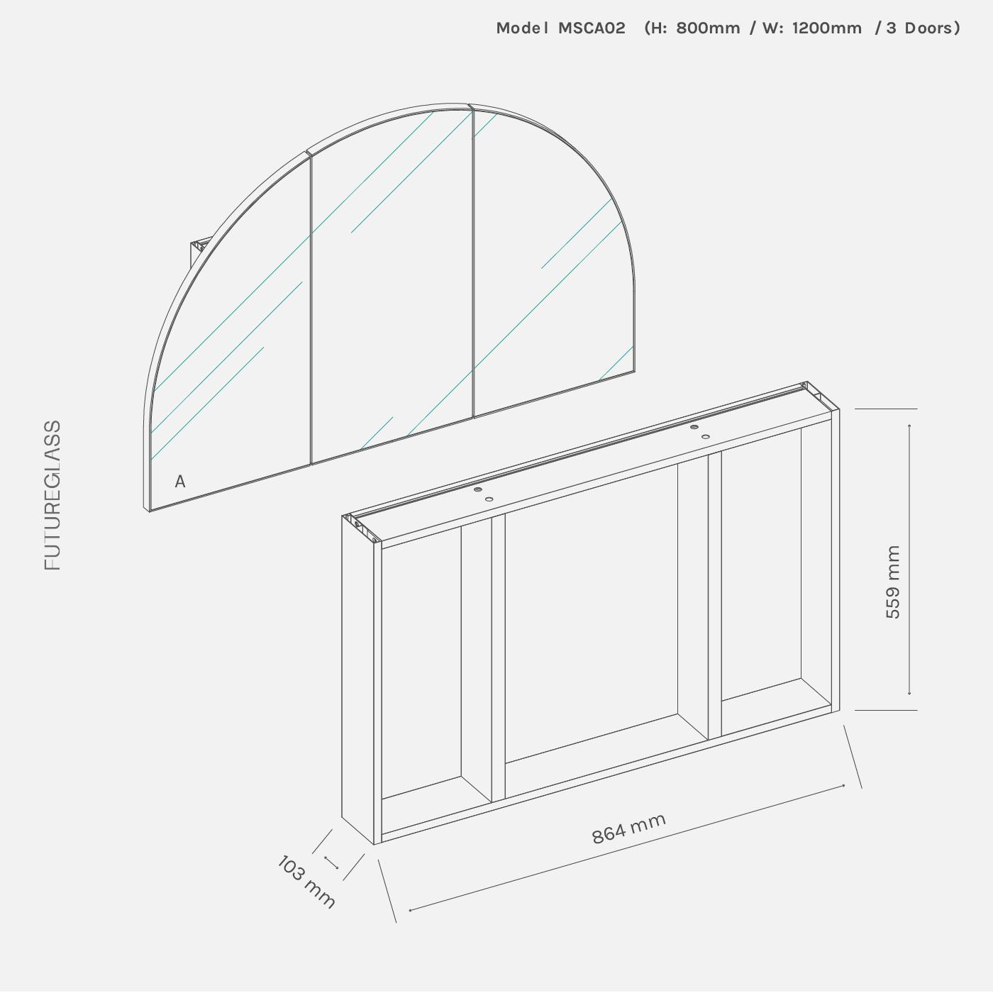 Aria Arch Mirror Cabinet | 800 x 1200