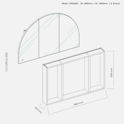 Aria Arch Mirror Cabinet | 800 x 1200