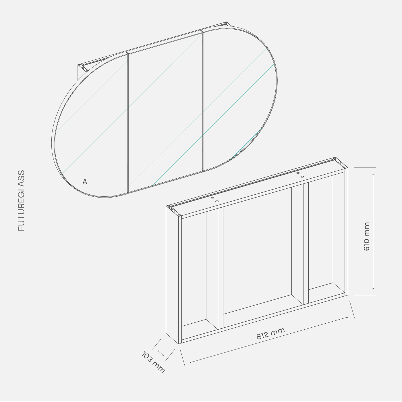 Nia Pill Mirror Cabinet | 760 x 1200