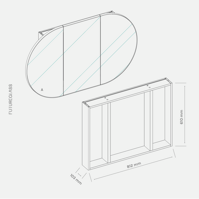 Nia Pill Mirror Cabinet | 760 x 1200