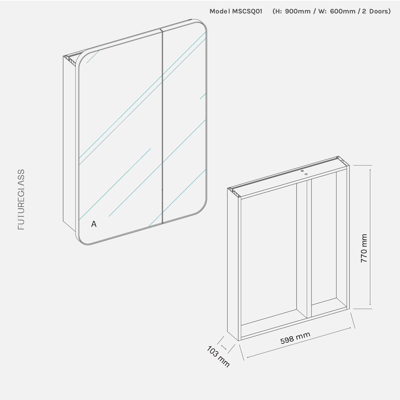 Calla Rectangle Mirror Cabinet | 900 x 600