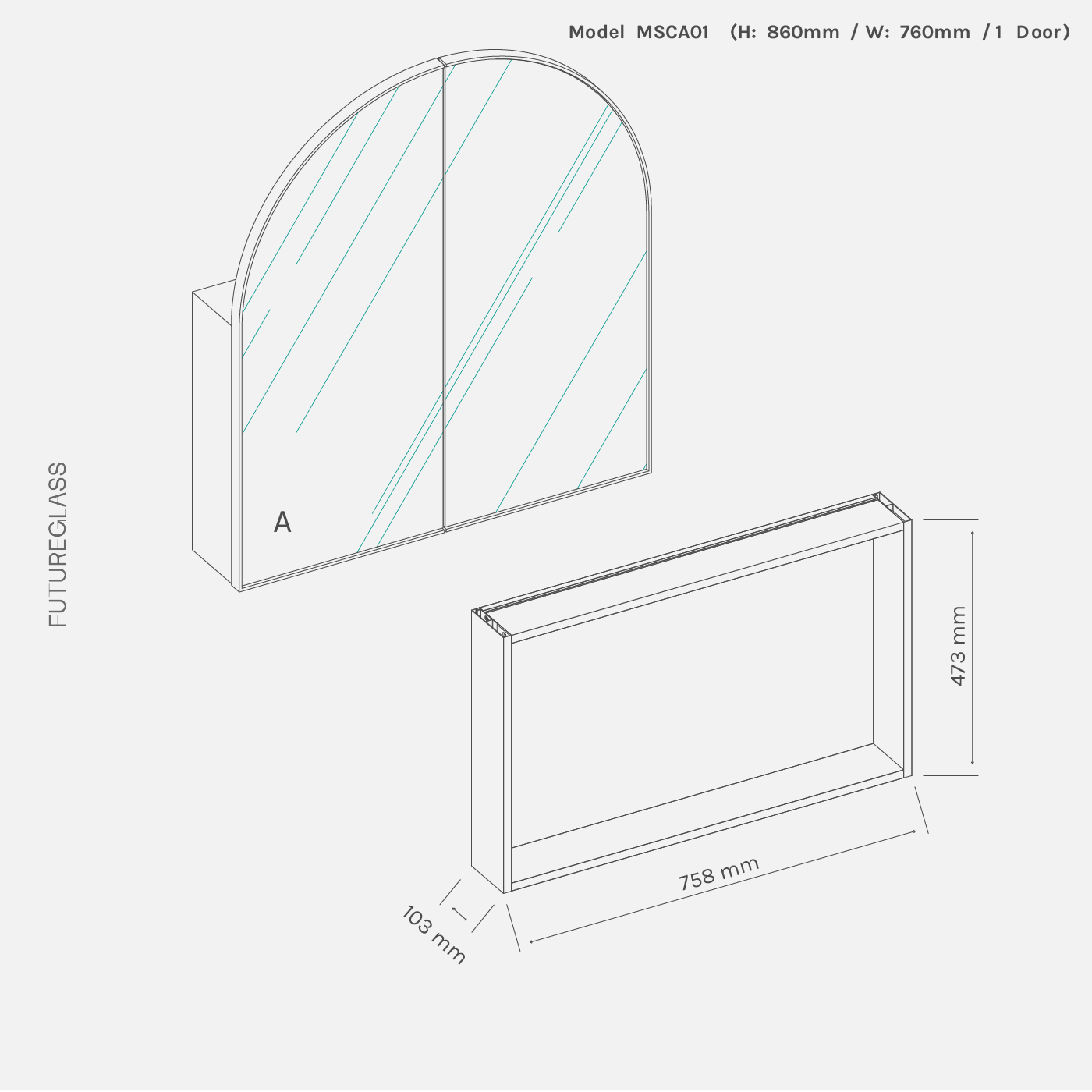 Aria Arch Mirror Cabinet | 860 x 760