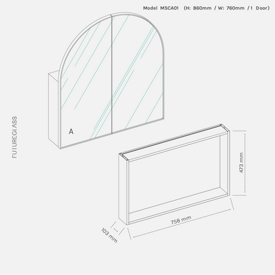 Aria Arch Mirror Cabinet | 860 x 760