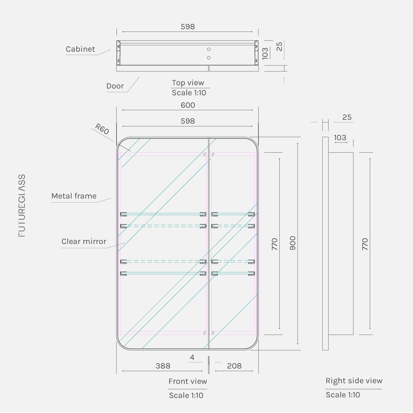 Calla Rectangle Mirror Cabinet | 900 x 600