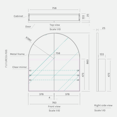 Aria Arch Mirror Cabinet | 860 x 760