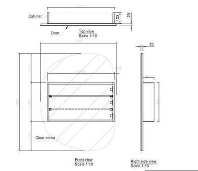 Shira Frameless Pebble Mirror Cabinet | 900 x 700 : Pre-order for Early January