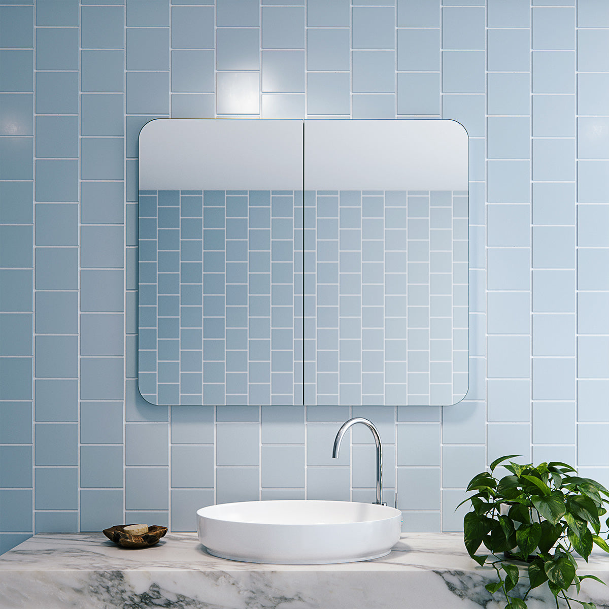 Ezri Frameless Rectangle Mirror Cabinet | 800 x 900