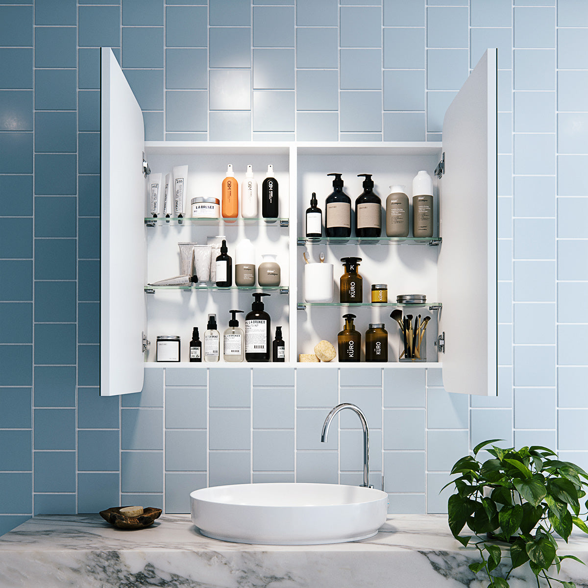 Ezri Frameless Rectangle Mirror Cabinet | 800 x 900