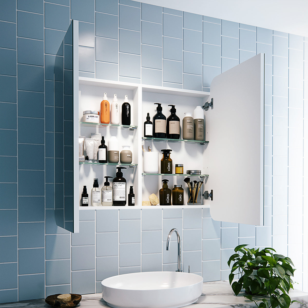 Ezri Frameless Rectangle Mirror Cabinet | 800 x 900