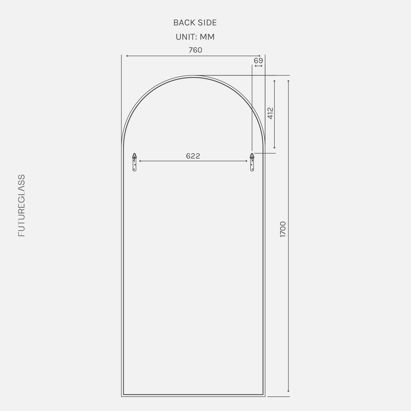 Isla Full Length Arch Mirror | 1700 x 760