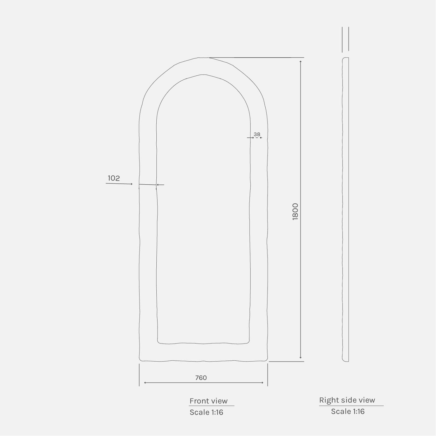 Mediterranean Mirror 1800 x 760mm - White