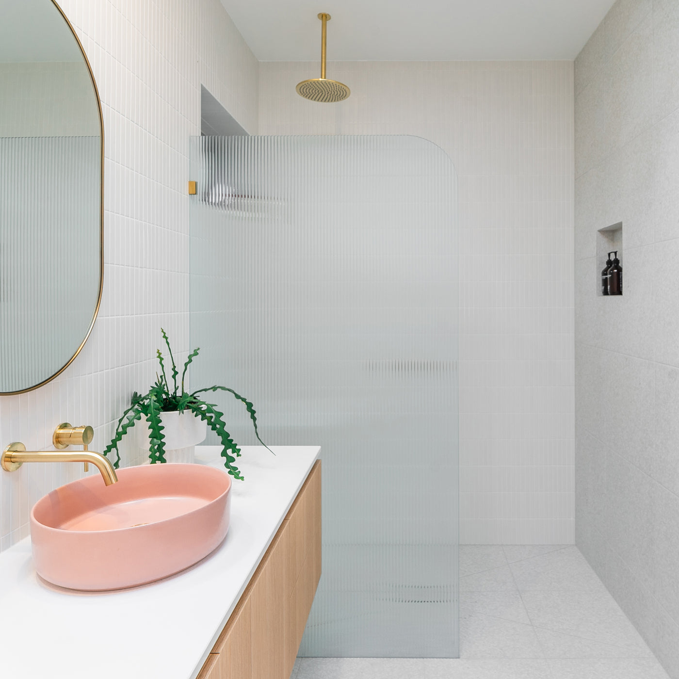 Fluted Radius Shower Screens - Left