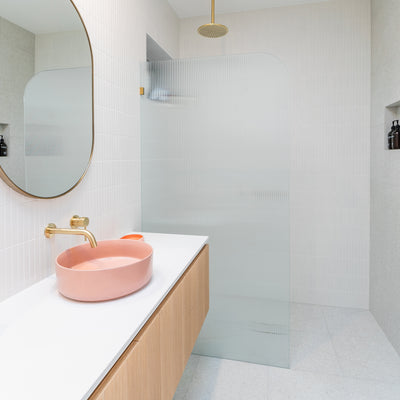 Fluted Radius Shower Screens - Left