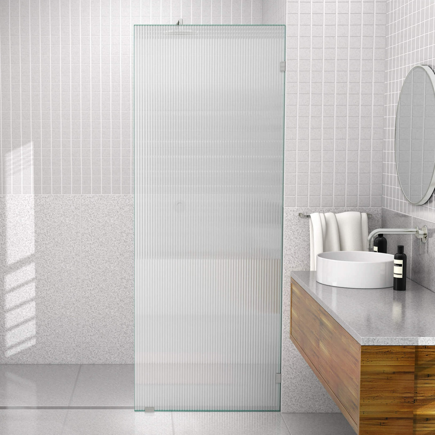 Fluted Square Fixed Shower Screens