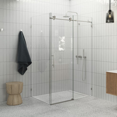 Sliding Corner Shower Screen Enclosure - Brushed Nickel