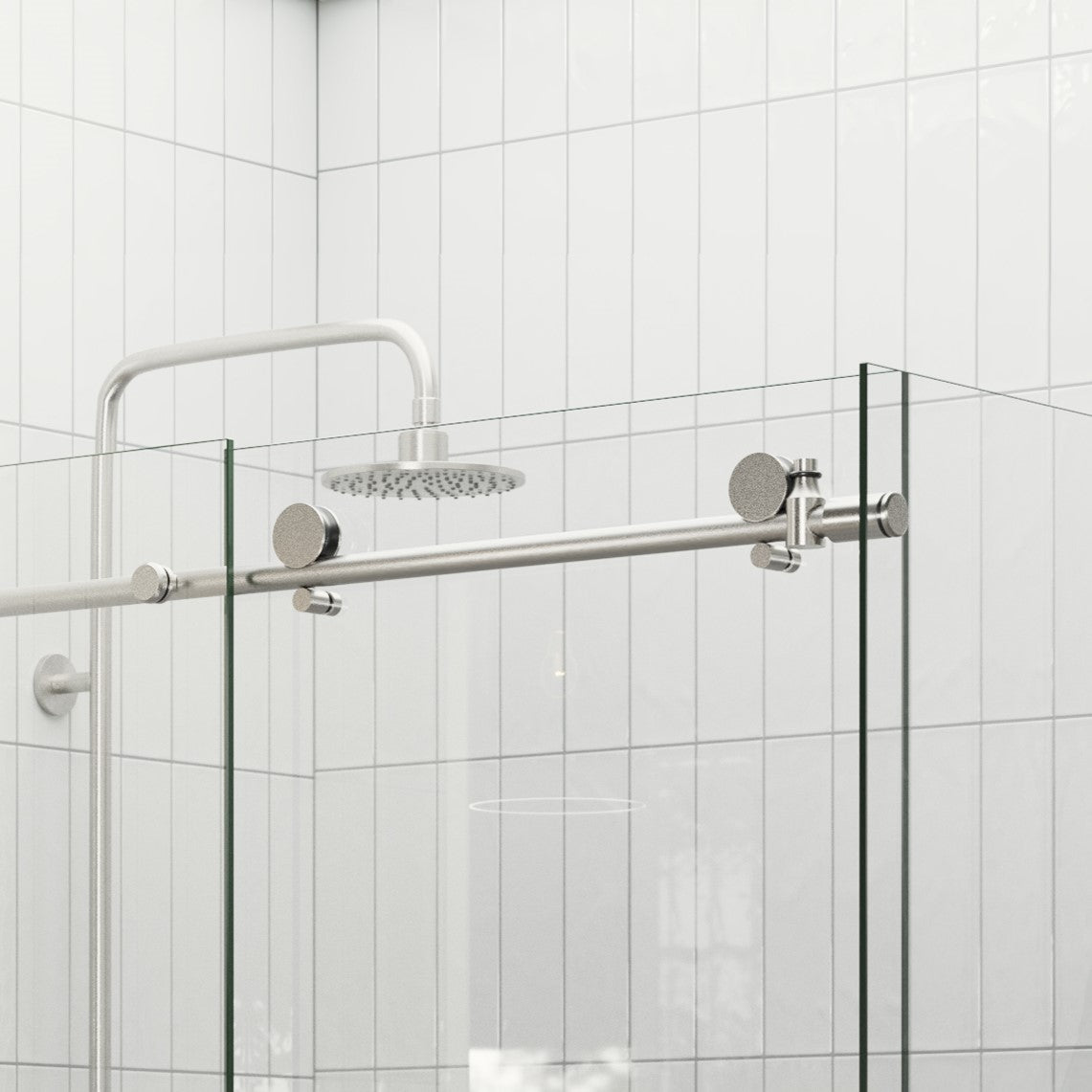 Sliding Shower Screen Enclosure - Brushed Nickel