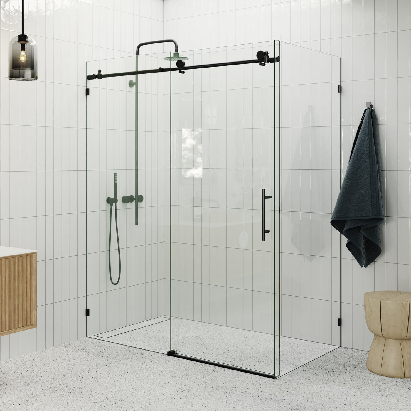 Sliding Shower Screen Enclosure - Matte Black