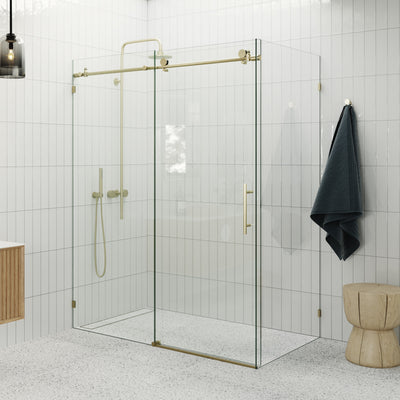 Sliding Corner Shower Screen Enclosure - Brushed Brass