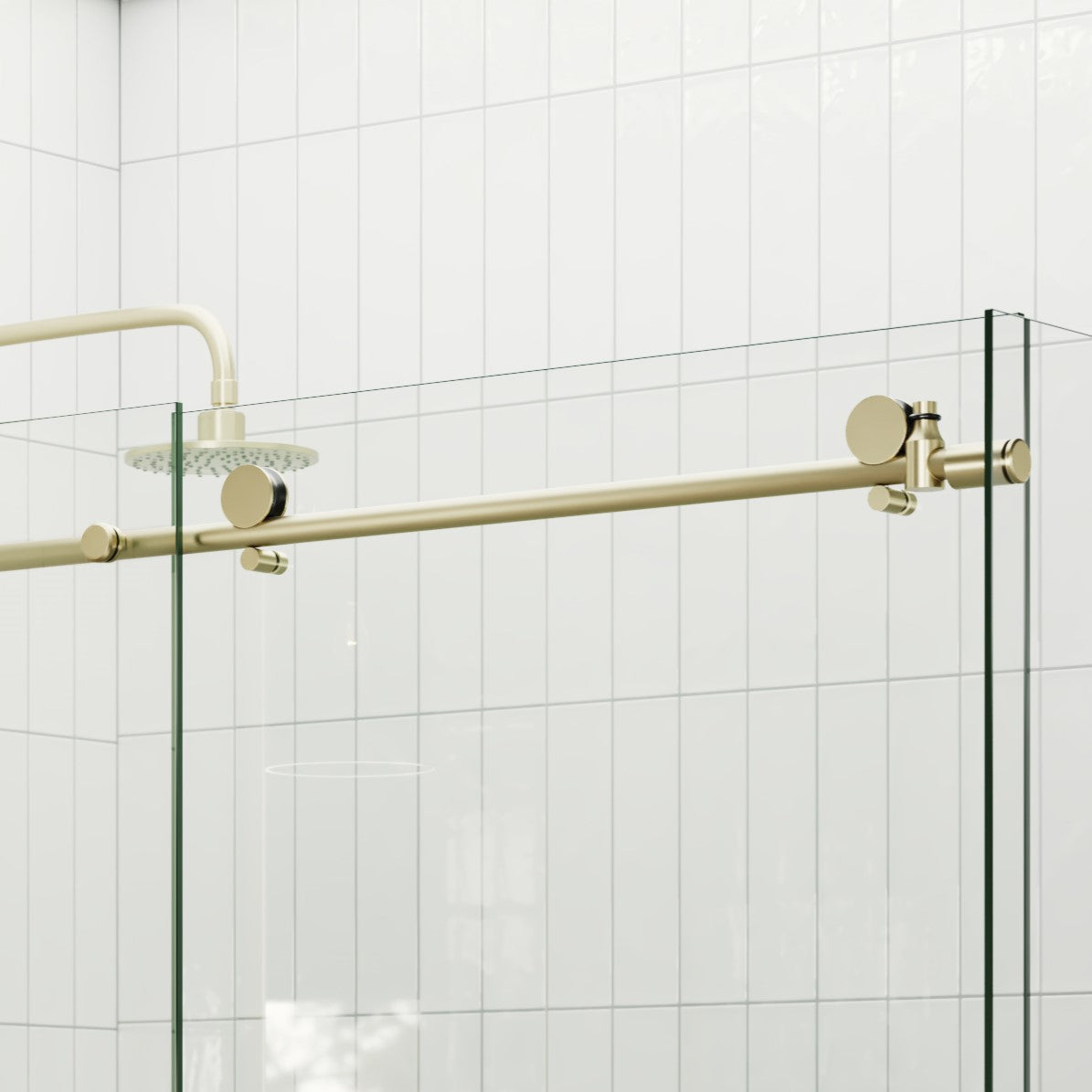 Sliding Shower Screen Enclosure - Satin Brass