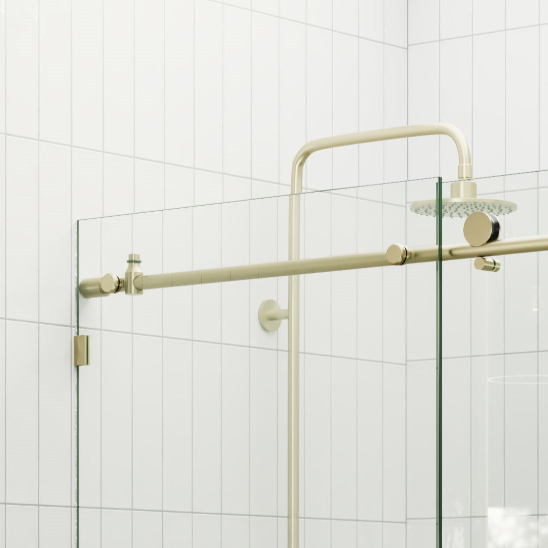 Sliding Shower Screen Enclosure - Satin Brass