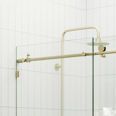 Sliding Shower Screen Enclosure - Satin Brass