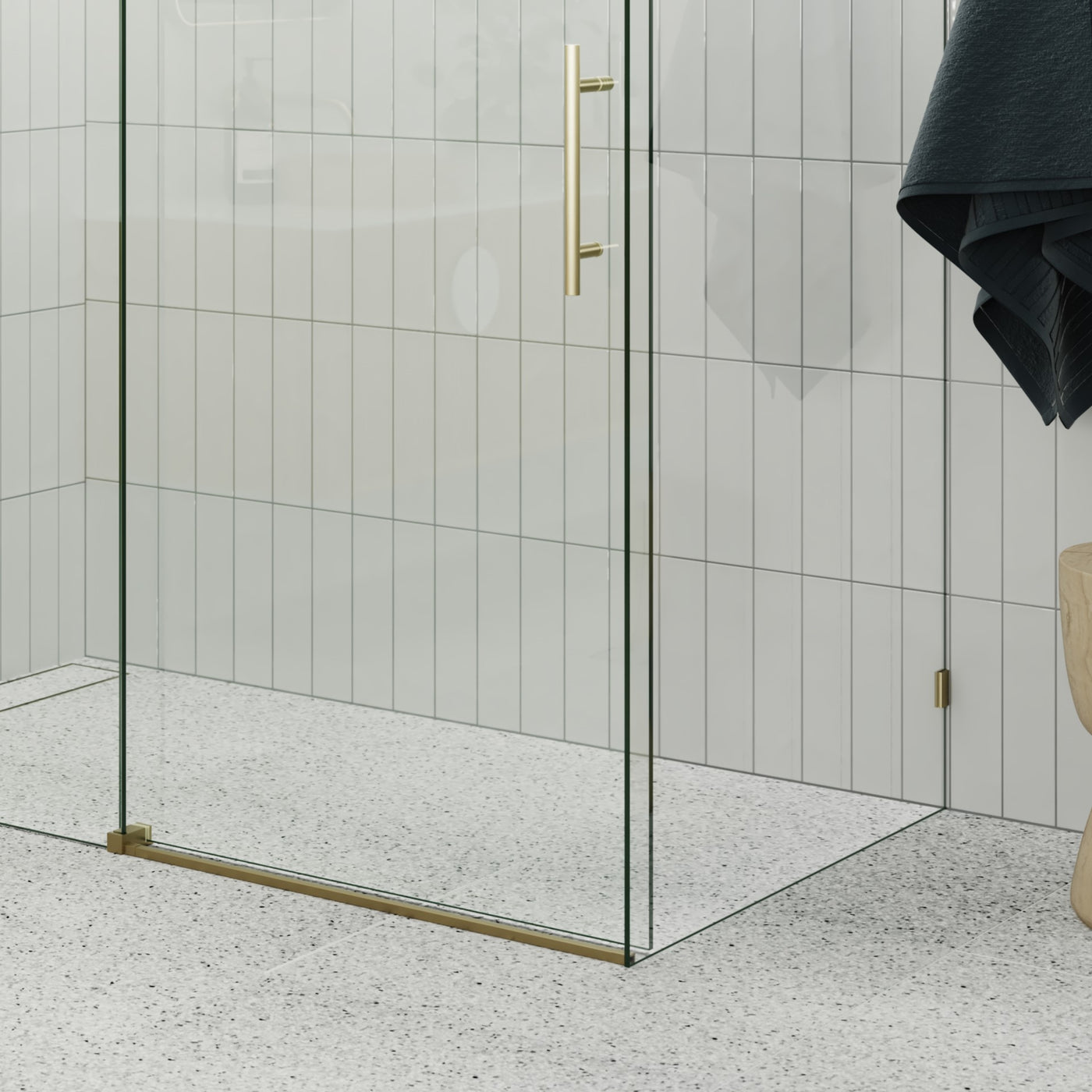 Sliding Corner Shower Screen Enclosure - Brushed Brass