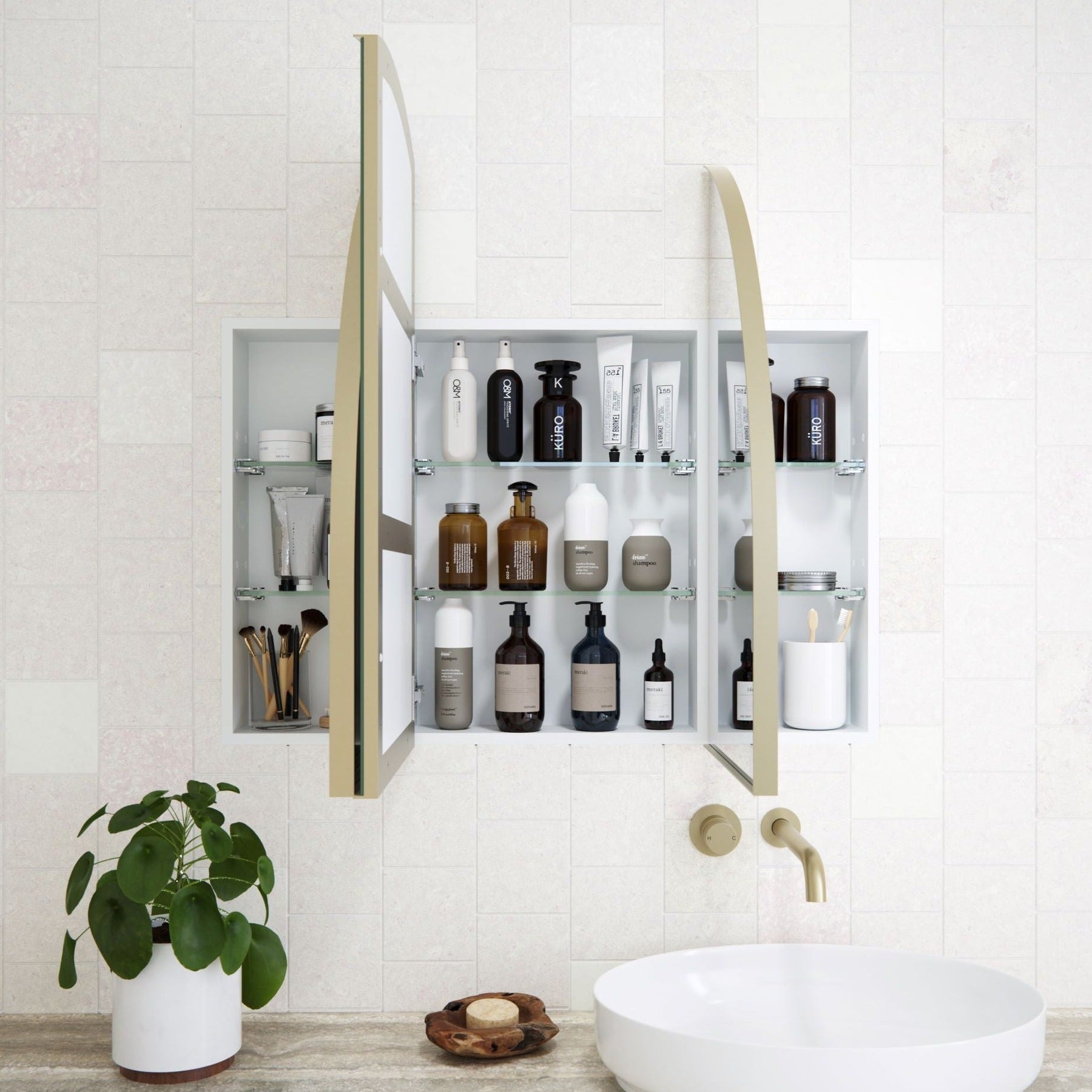 Nullaria Arch Mirror Shaving Cabinet 800H x 1200W mm – Clearance – Future Glass