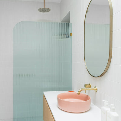 Fluted Radius Shower Screens - Right
